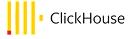 „Logo von ClickHouse mit gelben vertikalen Streifen und dem Schriftzug ClickHouse.“